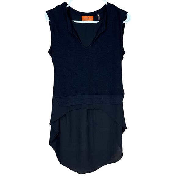 Patrizia Luca Milano Sleeveless Tank Top Sheer Knit Hi Low Black Size Small - Picture 1 of 9